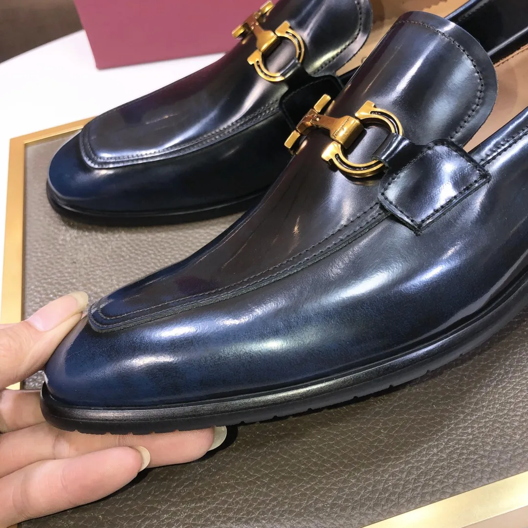 Men's shoes 💰500💰 [Ferragamo/Ferragamo] The latest model in the counter. Original imported high-quality cowhide with open sides + imported 🐂 water-dyed cowhide lining + original luxury metal buckle + original combination outsole. Comparison without pressure 38--45 (45 is custom-made and cannot be returned or exchanged)